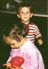 The twins at home, around age 3.